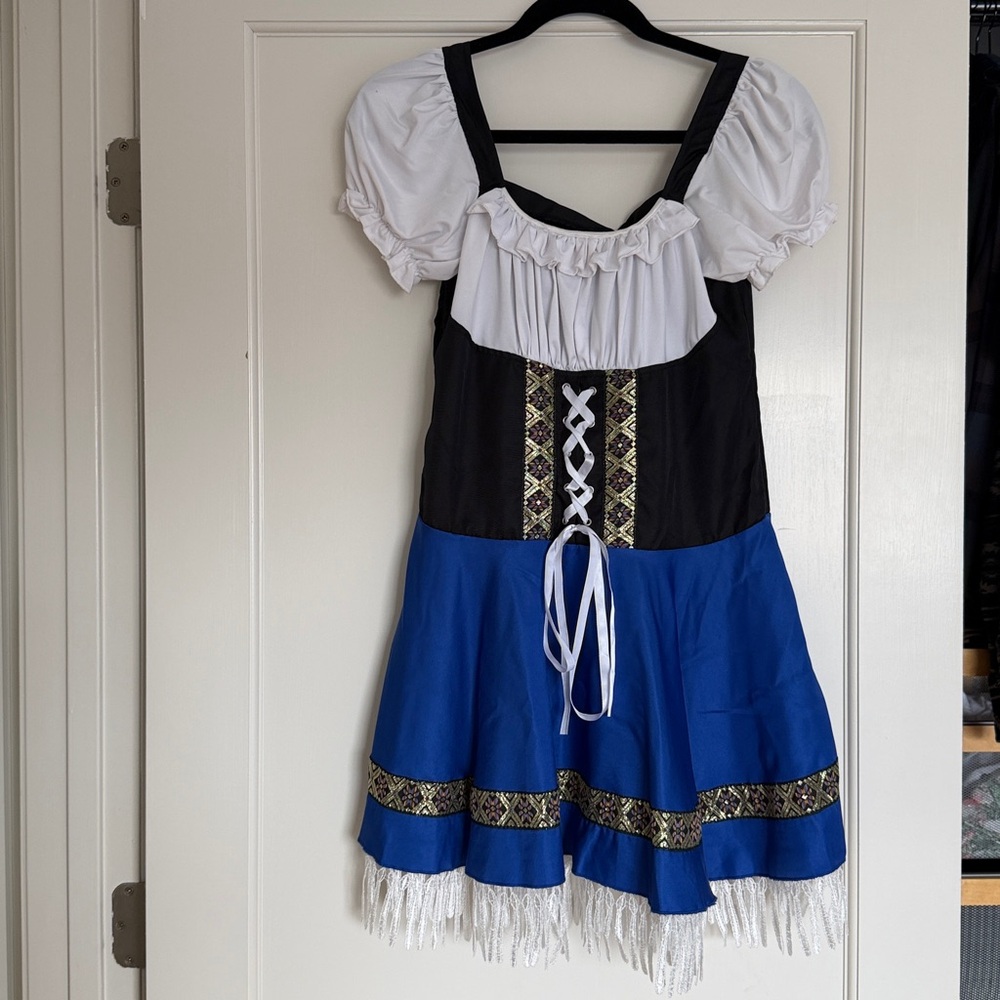 Oktoberfest Costume Blue and Black Dress with White Accents